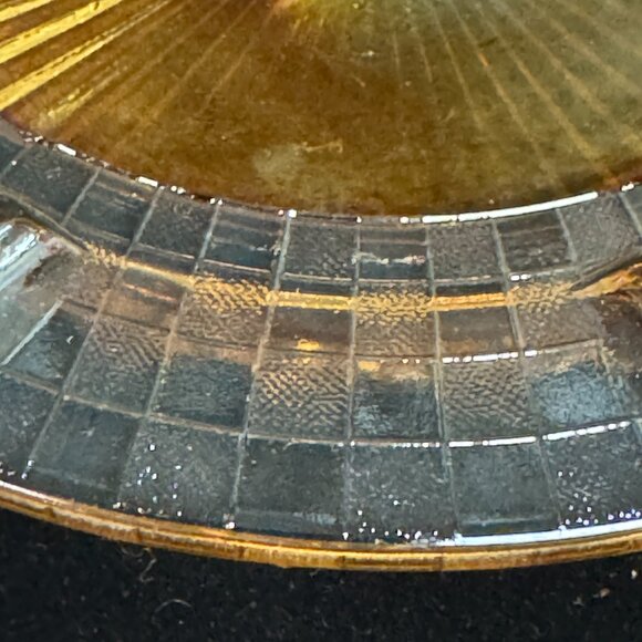 MARIGOLD CARNIVAL GLASS ASHTRAY w/ Matchbook Holder STARBURST smoking - J1308 - Picture 4 of 8